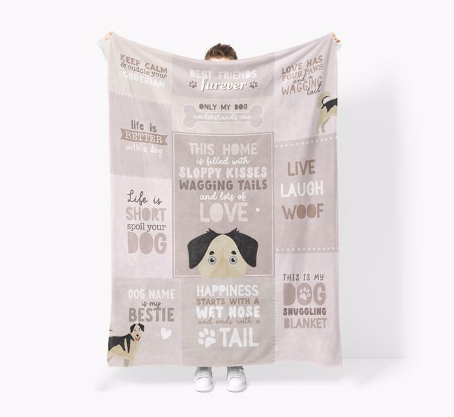 Patchwork Quotes: Personalized {breedFullName} Premium Sherpa Fleece Blanket